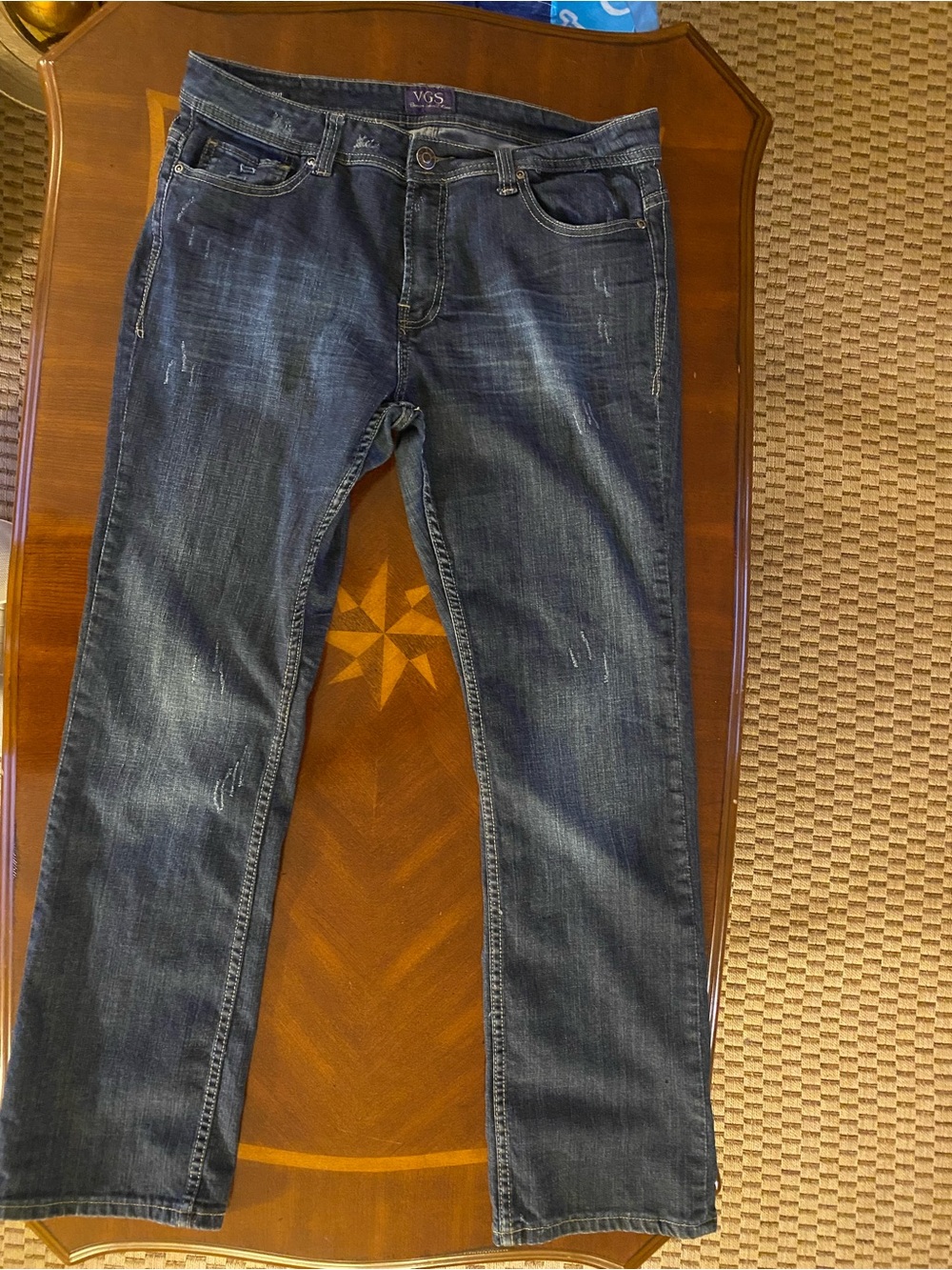 Vintage VGS Jeans Womens 14
Blue Mid Rise Bootcut Stretch
Studded Flap Pockets